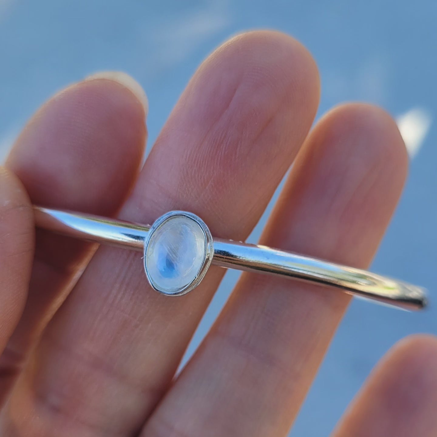 Moonstone cuff sterling silver bracelet
