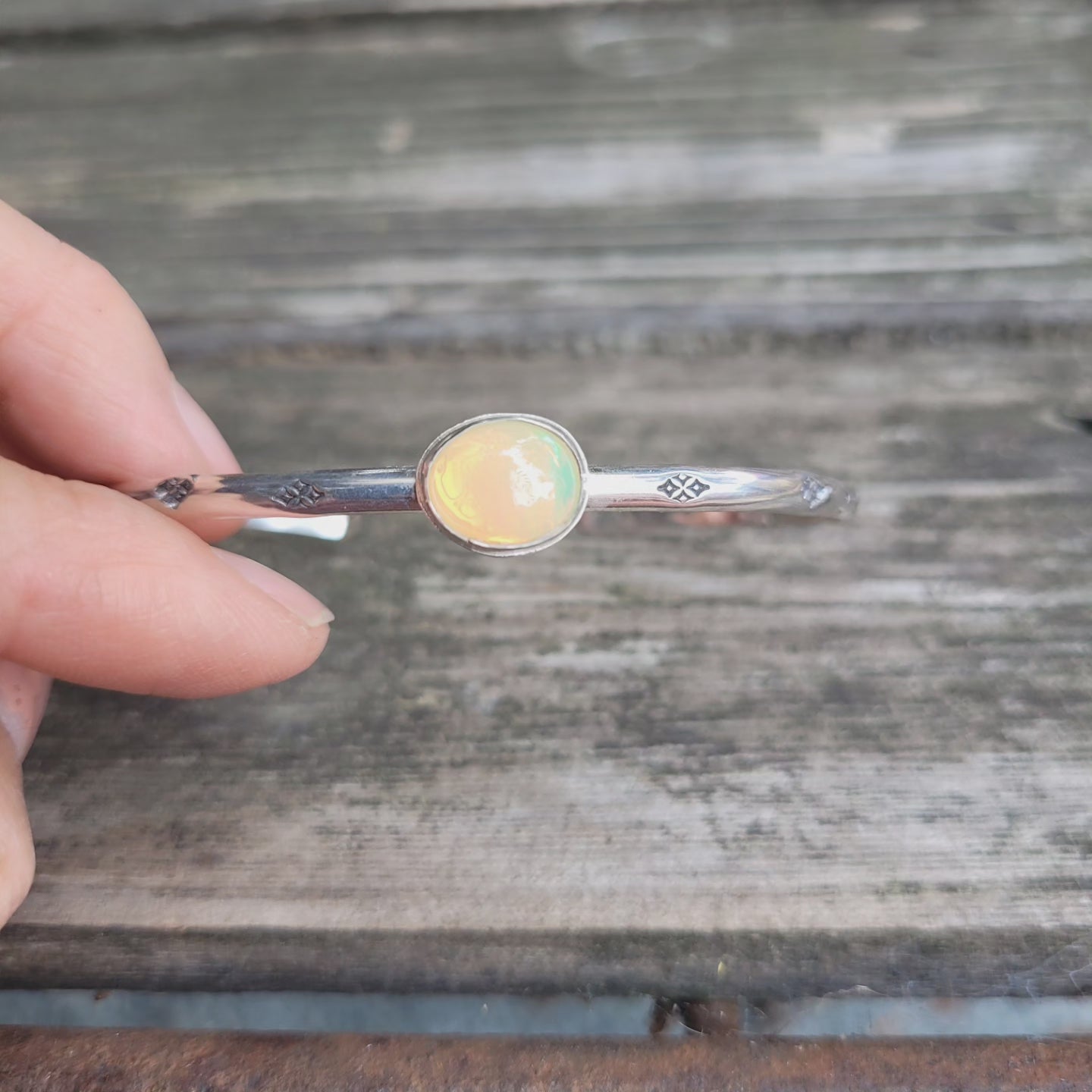 Sterling silver opal cuff bracelet