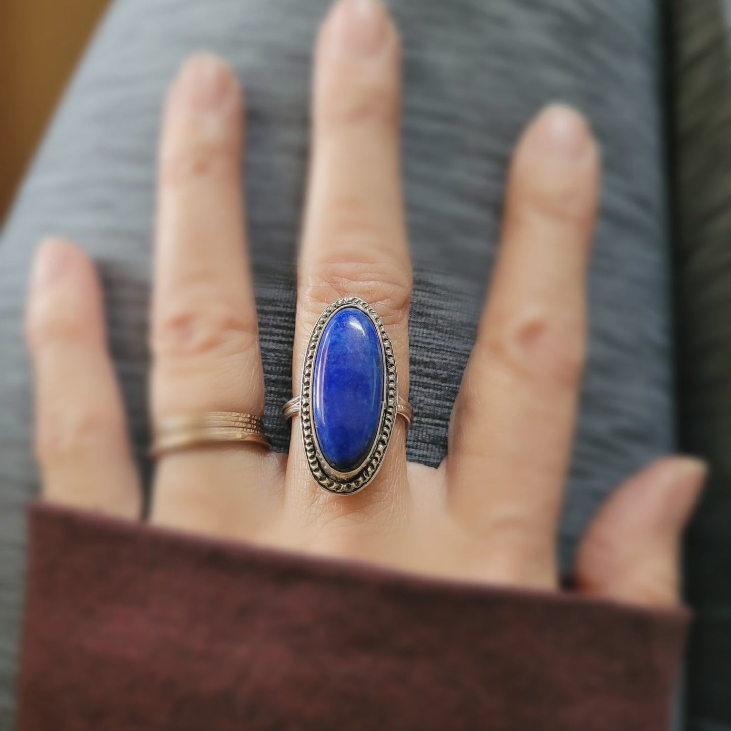 Lapis lazuli statement ring