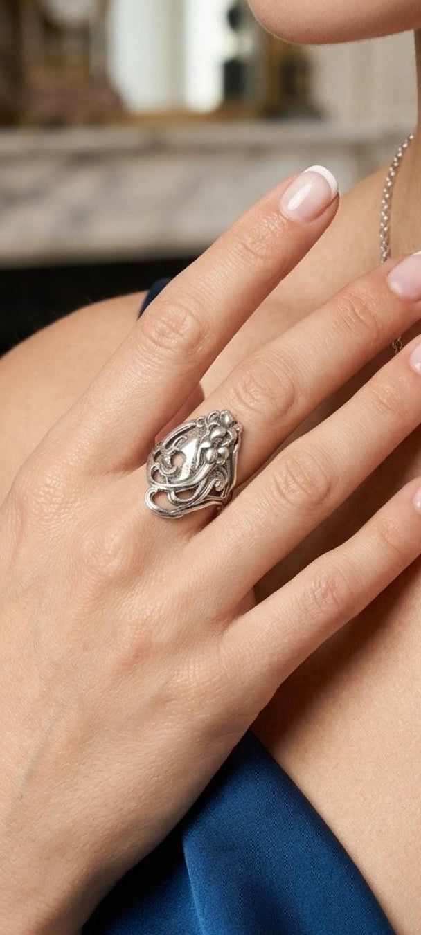 Art nouveau goddess ring.
