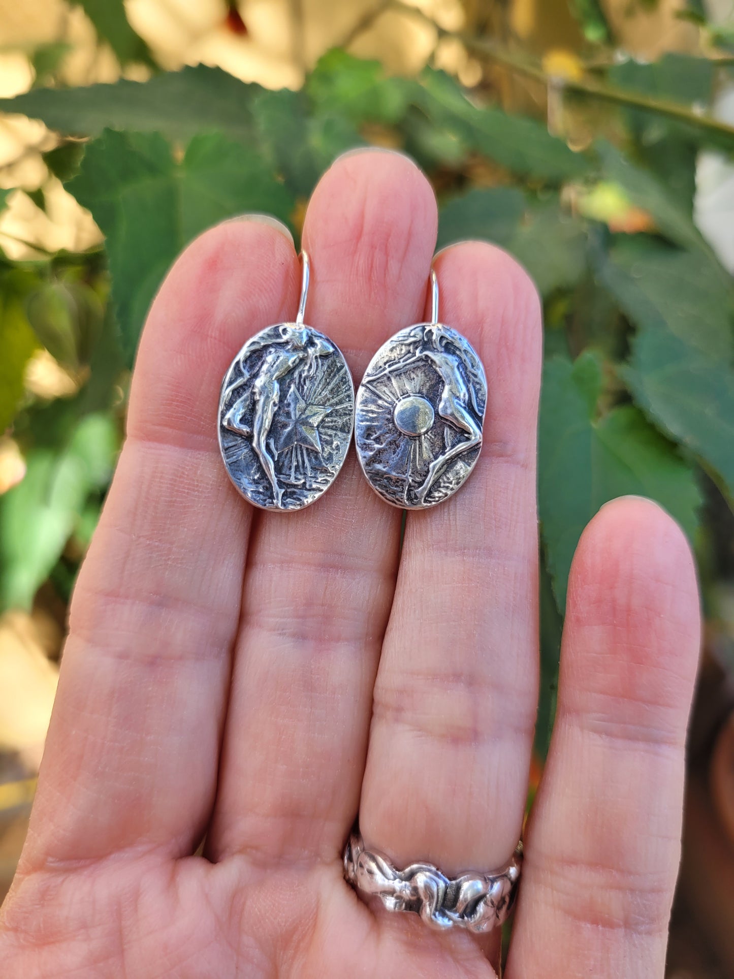 Celestial goddess earrings. Sterling silver goddess earrings