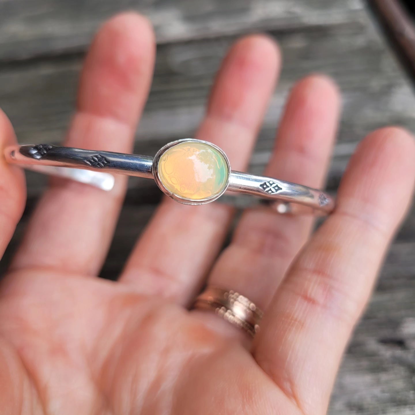 Sterling silver opal cuff bracelet
