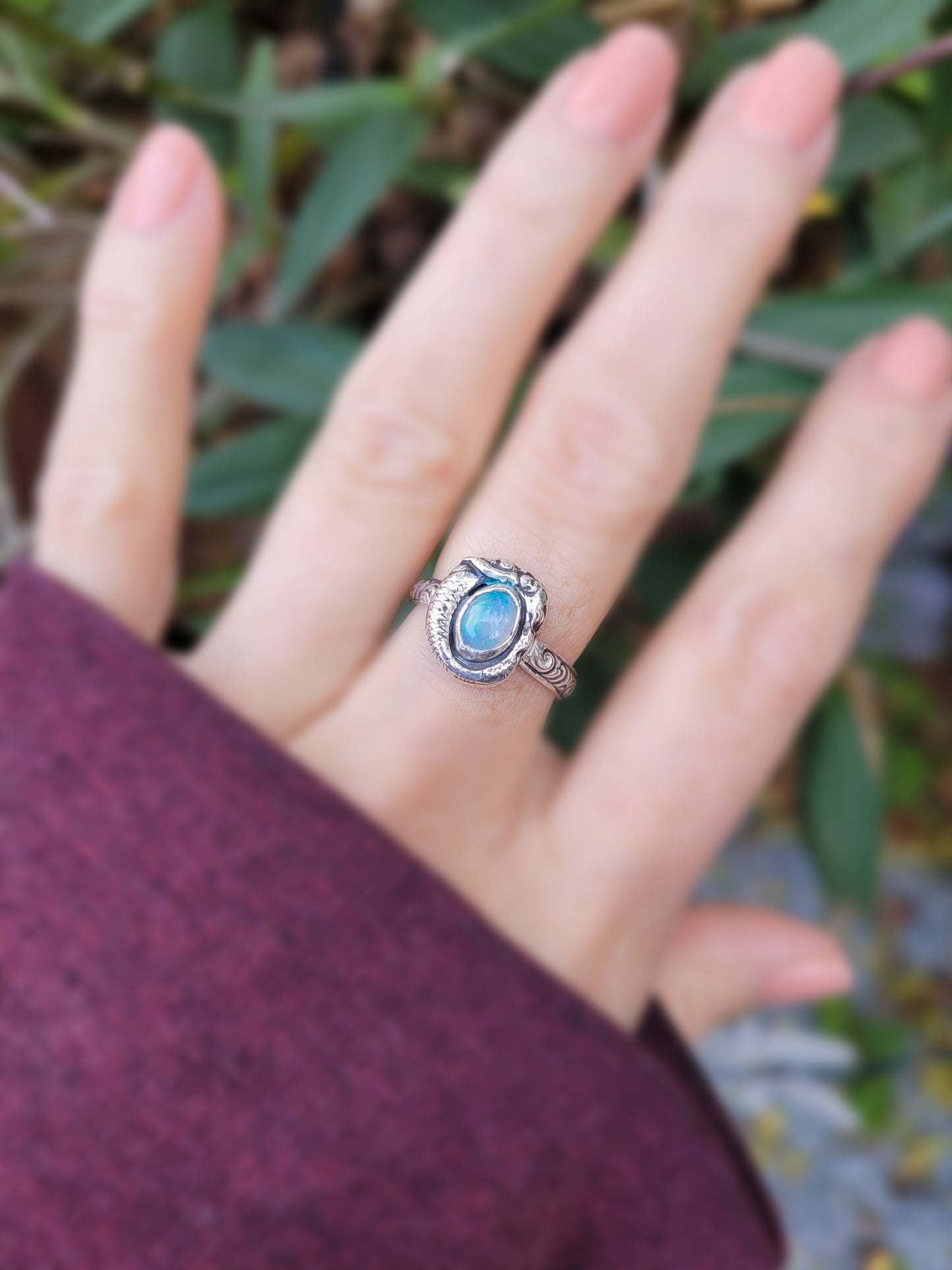 Dainty opal mermaid ring