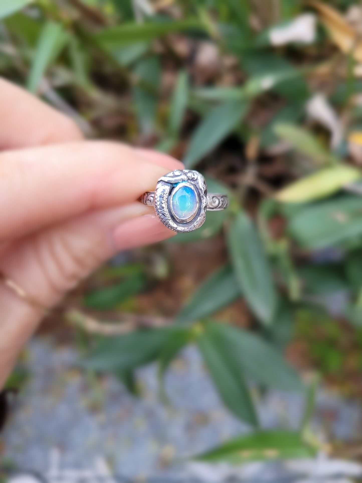 Dainty opal mermaid ring