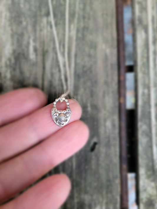 Tiny love lock charm pendant or necklace