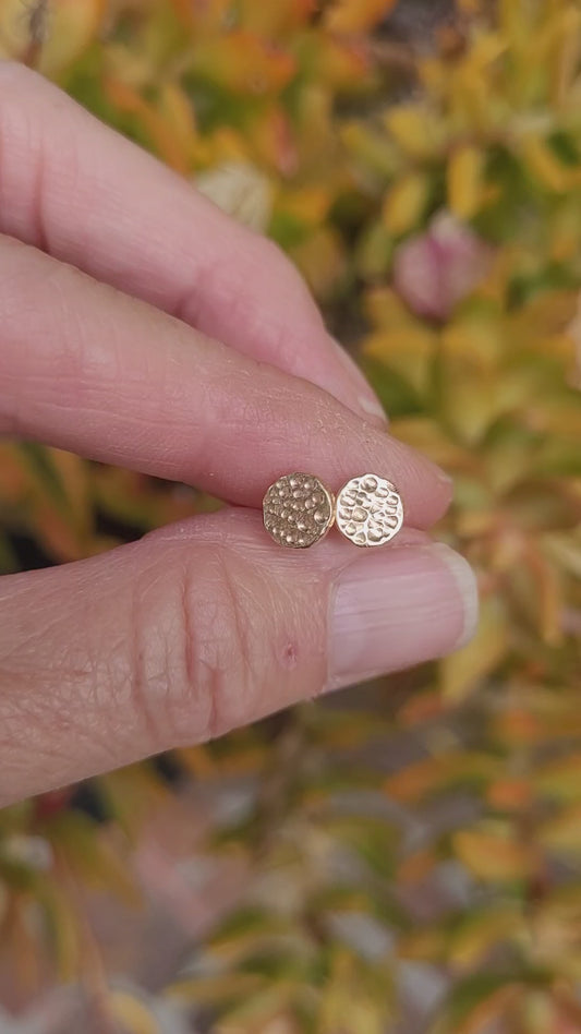 14k solid gold hammered disc earrings