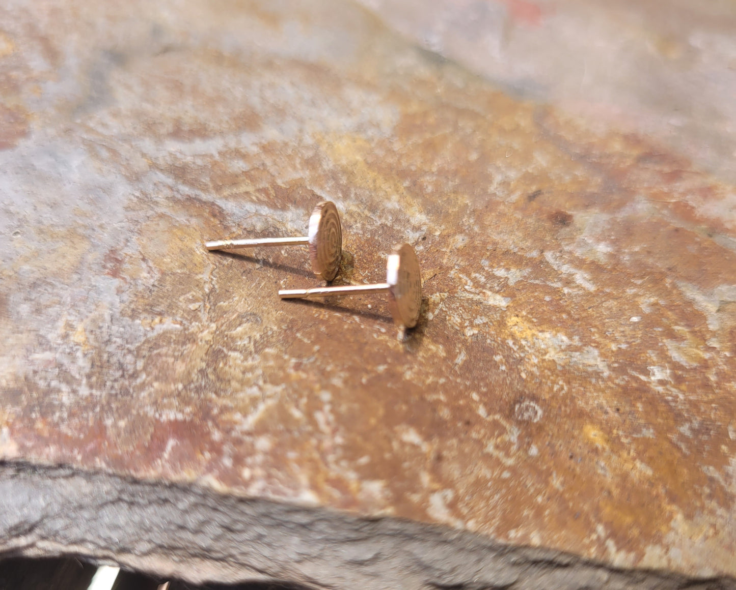 14k bullseye disc stud earrings