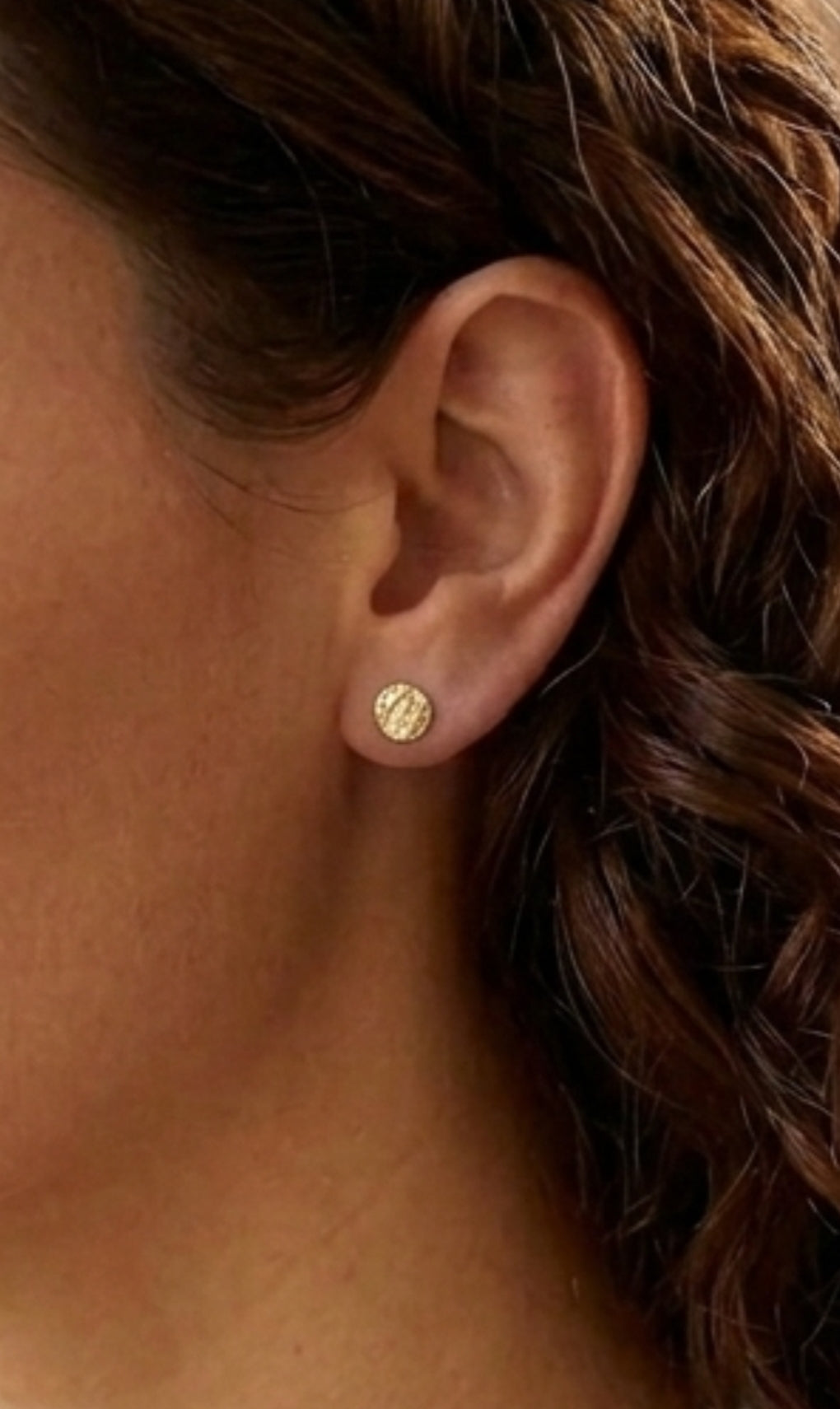 14k solid gold hammered disc earrings