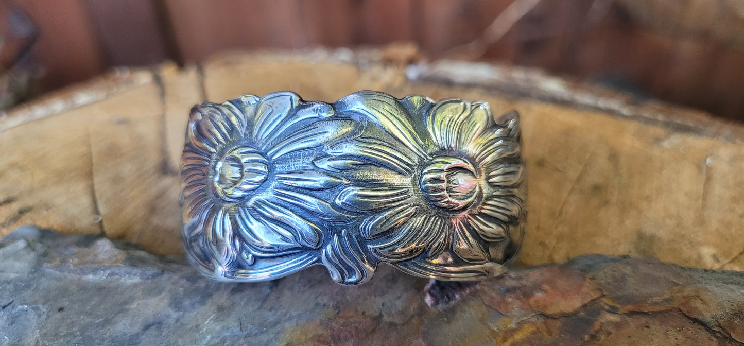 Frank Morrow 1900's art nouveau sterling silver cuff bracelet.