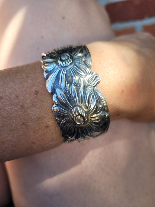 Frank Morrow 1900's art nouveau sterling silver cuff bracelet.