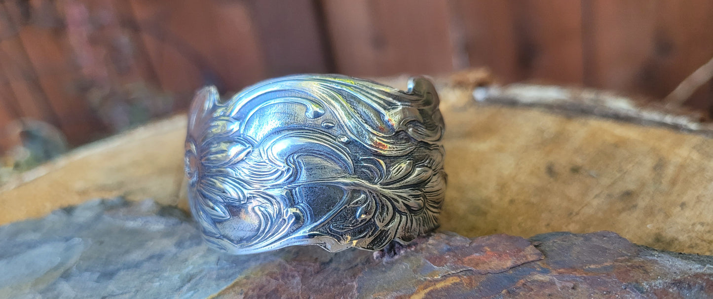 Frank Morrow 1900's art nouveau sterling silver cuff bracelet.