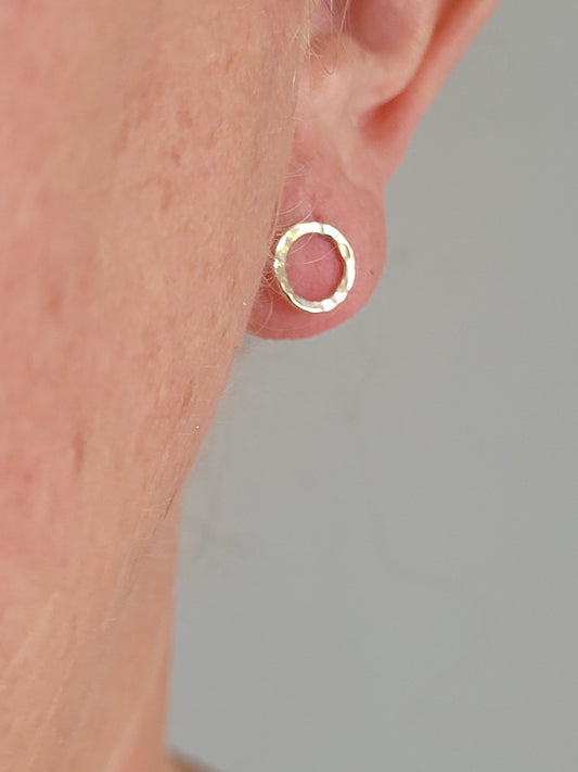 14k gold hammered hoop earrings